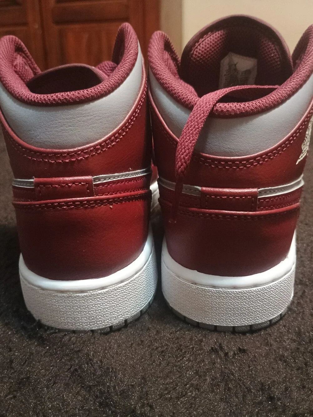 Nike Air Jordan (5Y/7 Women) NWOT BURGUNDY AND GRAY.